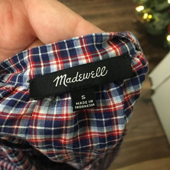 Madewell Tie-Sleeve Popover Top in Whitby Plaid - Picture 8 of 9